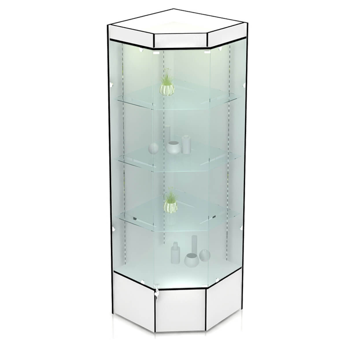 Витрина с подсветкой угловая