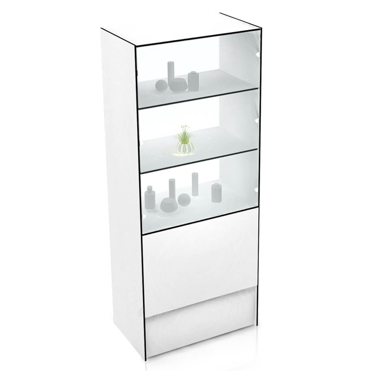 Стеллаж деревянный со стеклом